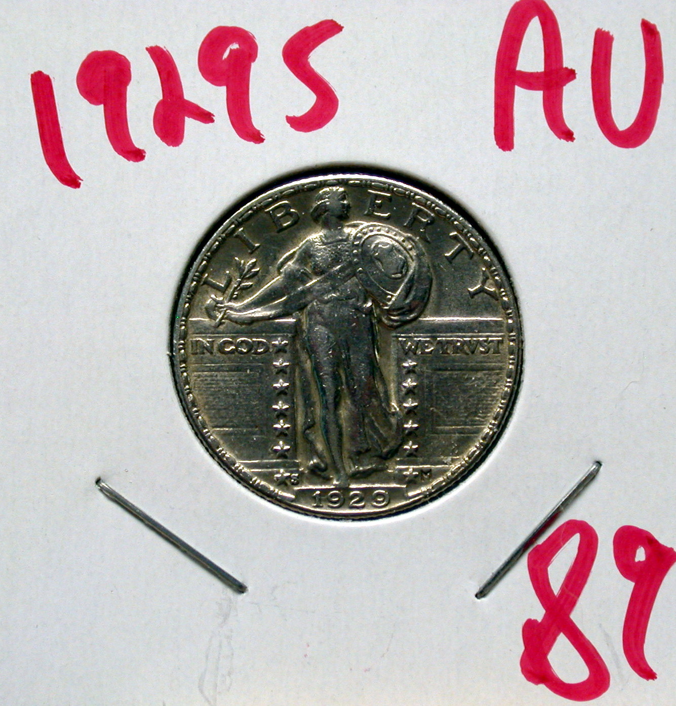 1929 S Standing Liberty Quarter in AU! - Click Image to Close